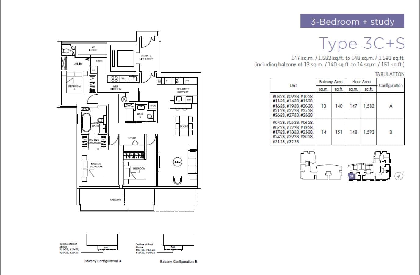 Marina One Residences 滨海盛景豪苑 3 Bedroom + Study Type 3C+S