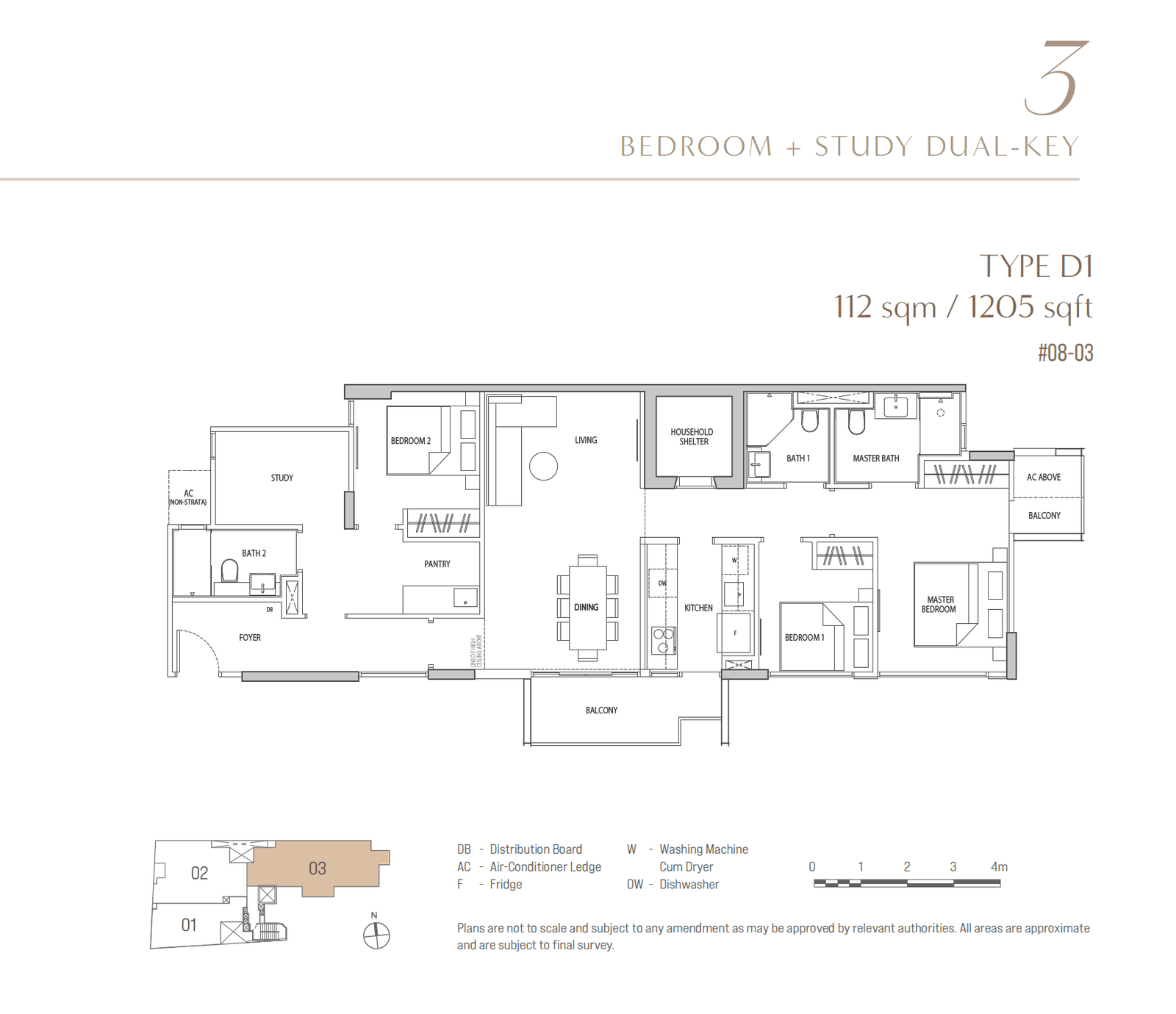 OCHO 3 Bedroom + Study Dual Key D1