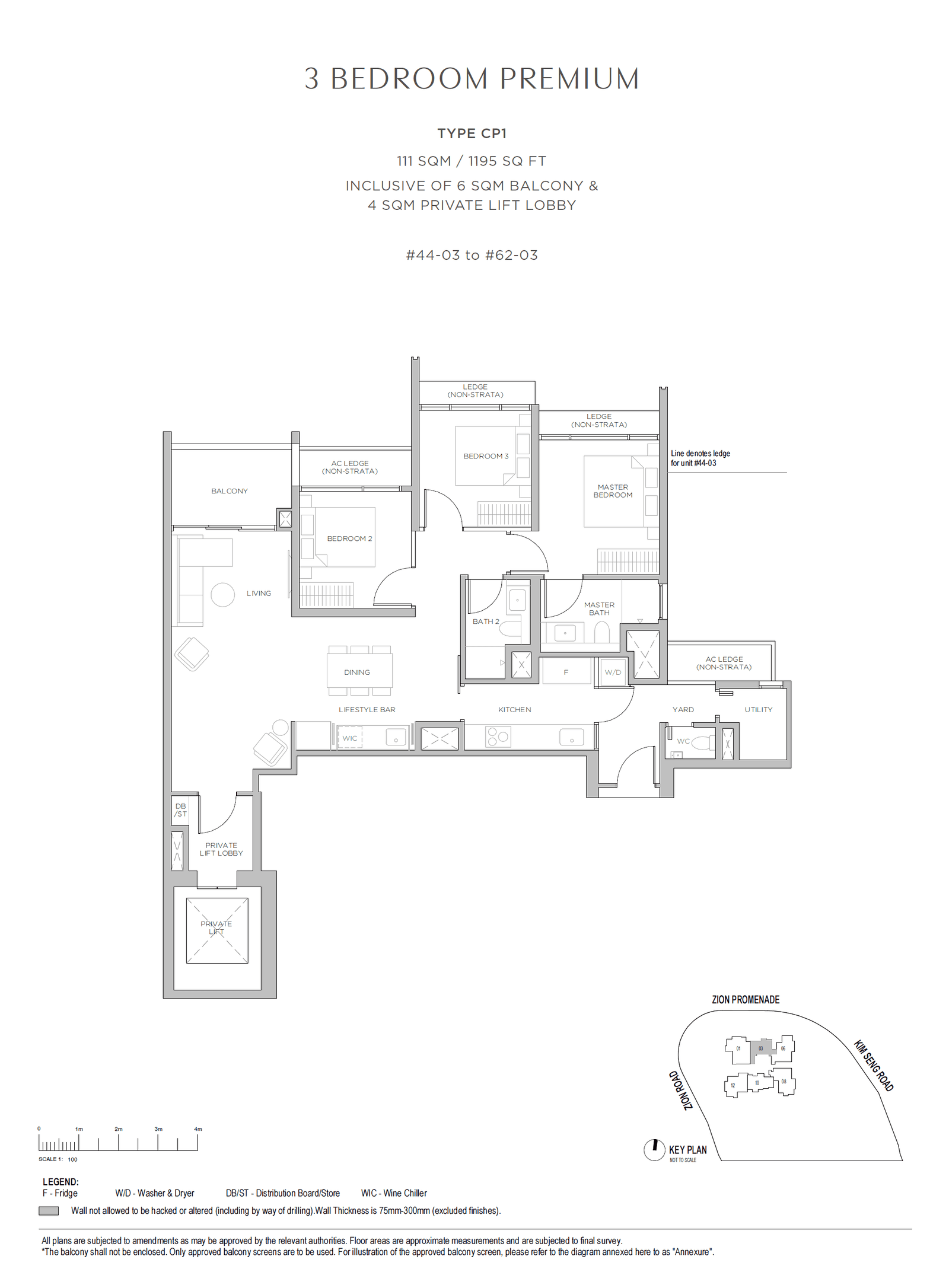 Promenade Peak 3 BEDROOM PREMIUM (with Private Lift) CP1