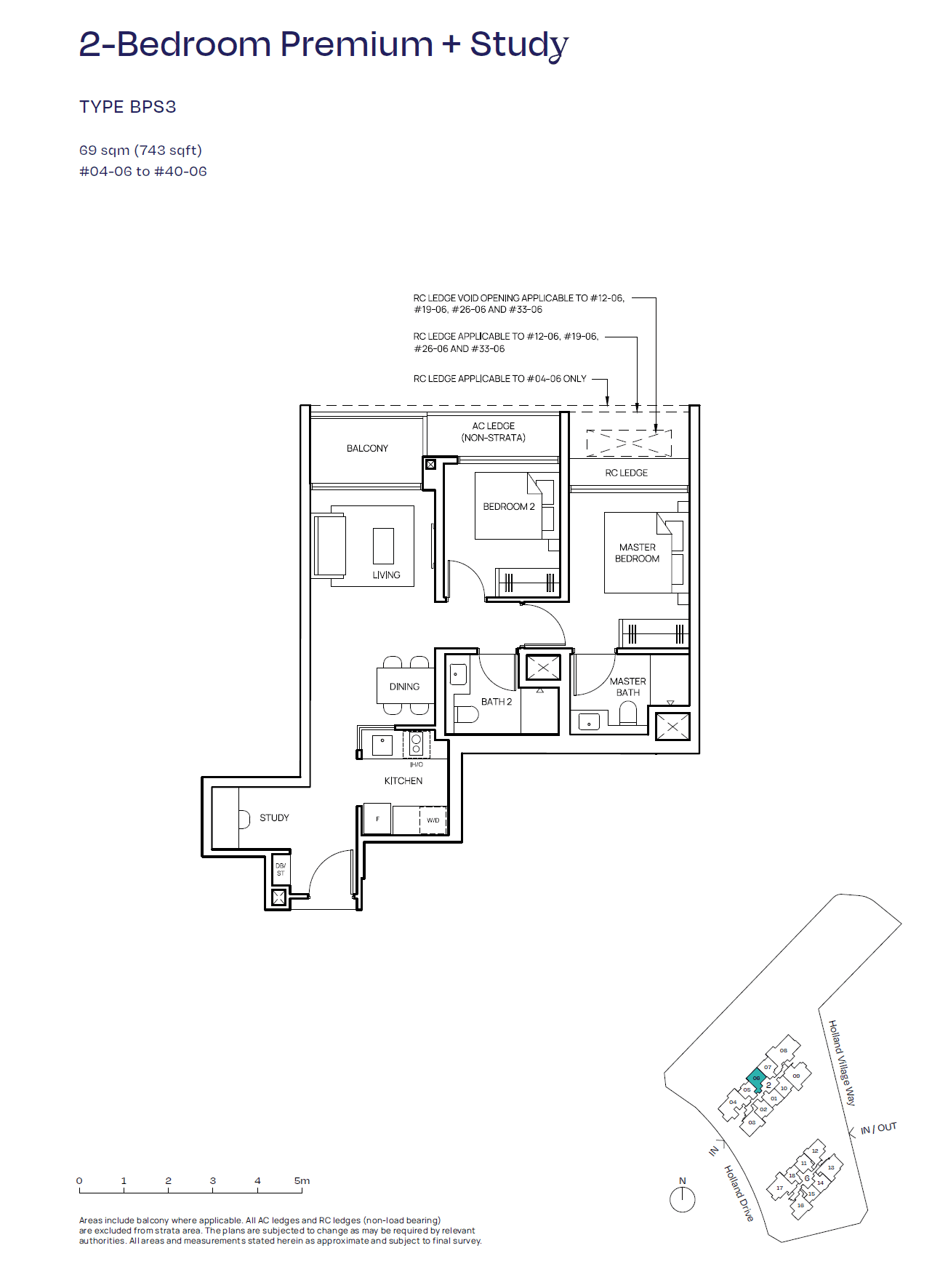 Skye At Holland 2 Bedroom Premium + Study BPS3