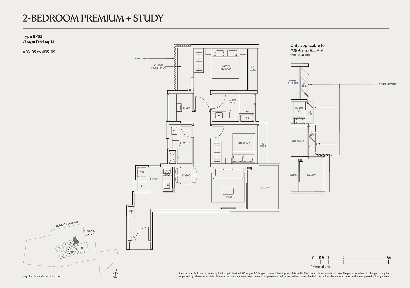 UPPERHOUSE at Orchard Boulevard 2 Bedroom Premium + Study BPS2