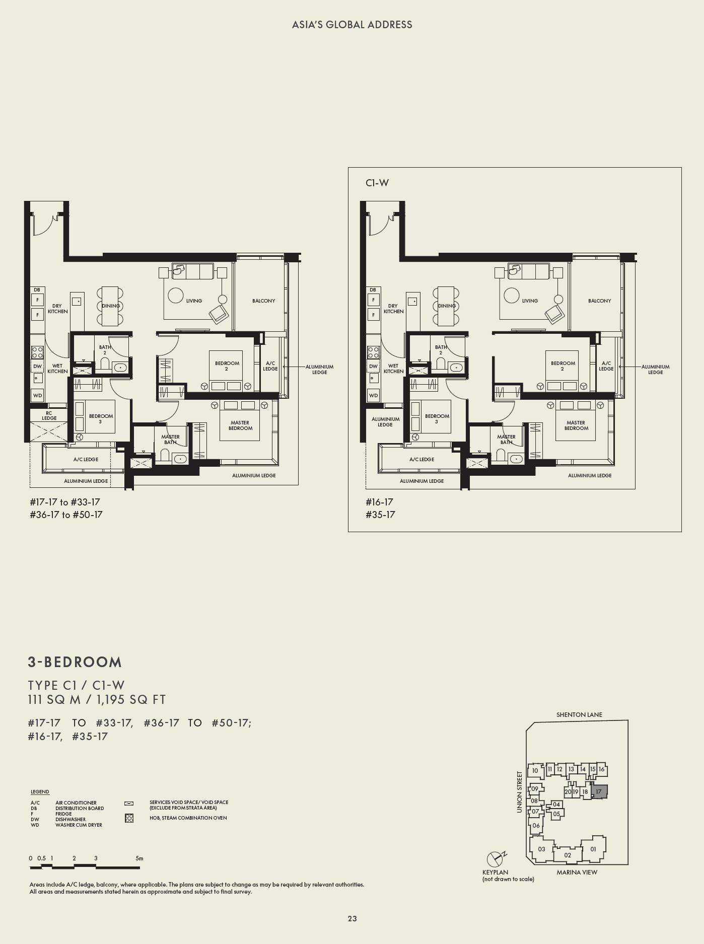 W Residences Marina View - Singapore 滨海景苑 3 Bedroom C1