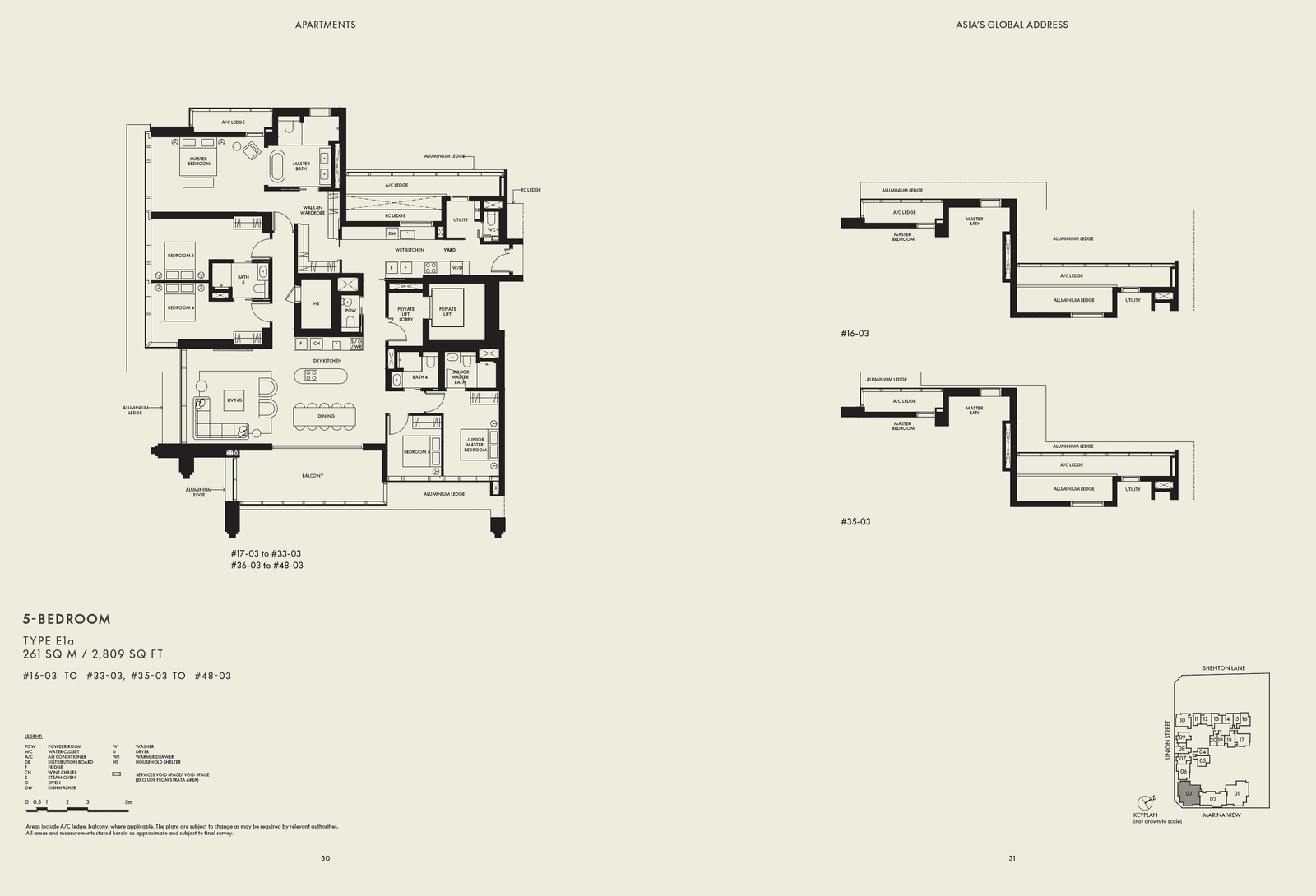W Residences Marina View - Singapore 滨海景苑 5 Bedroom E1a